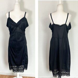 Velrose Black Slip Dress Lace Spaghetti Strap Sexy Classic lingerie Size 38